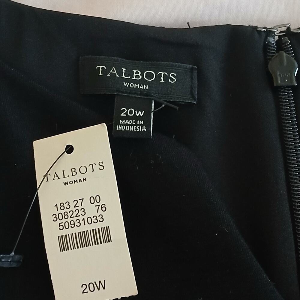 Talbots Shift Dress Women 20W Black White Fringe Trim Ponte Career Mod Retro NWT - Picture 7 of 14